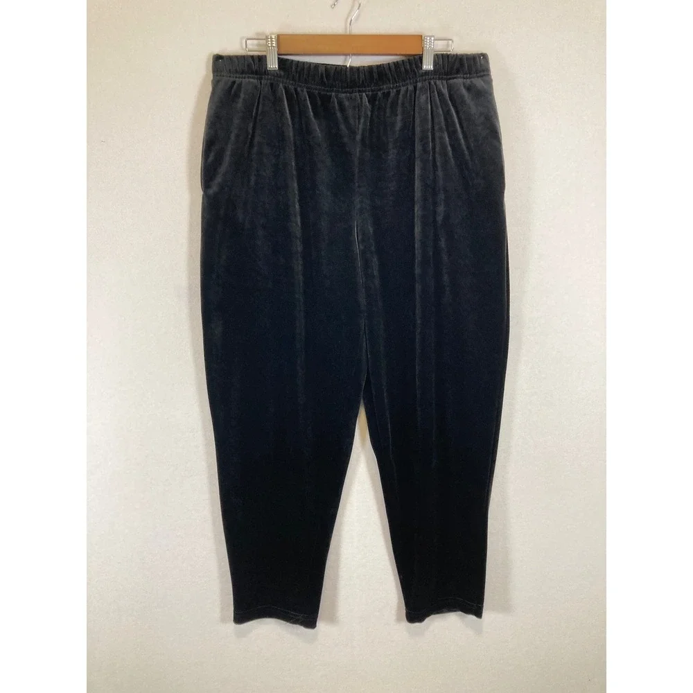 Vintage Jaclyn Smith Sport Womens Large‎ Black Velour High Waist Tapered Pants